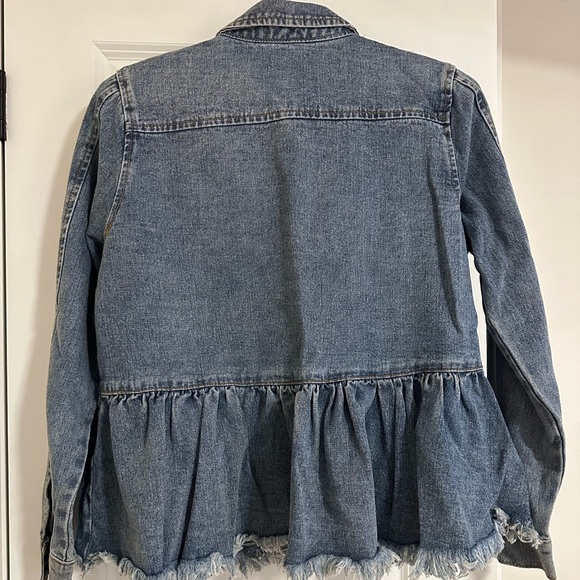 Peplum Raw Hem Denim Jacket - Picture 2 of 2